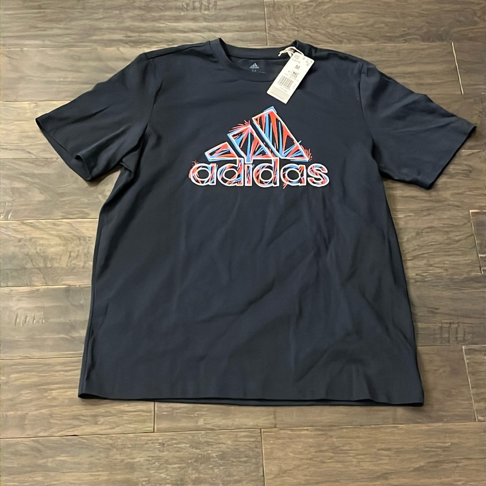 Adidas Short Sleeve Crew T Shirt Graphic Blue Mens Size Medium new IL6778